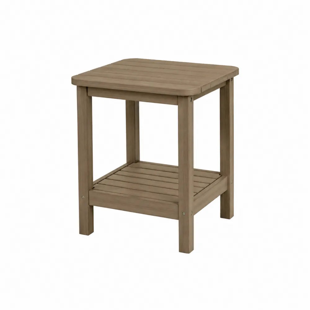 Table basse d’extérieur carrée 50 x 50 x 45 cm bois d’acacia massif avec étagère inférieure