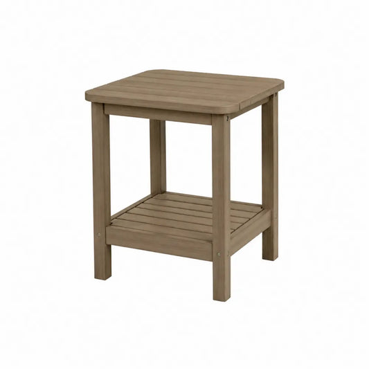 Table basse d’extérieur carrée 50 x 50 x 45 cm bois d’acacia massif avec étagère inférieure